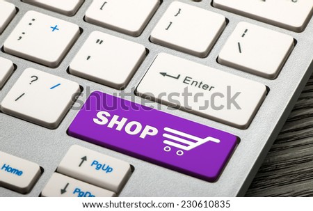 on-line shop concept on keyboard