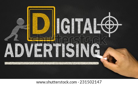 digital advertising  concept on blackboard