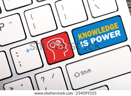 knowledge is power concept on keyboard