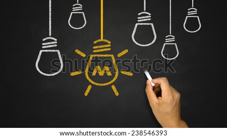 Light Bulb on Blackboard background