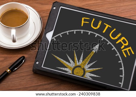 future direction concept on touch screen