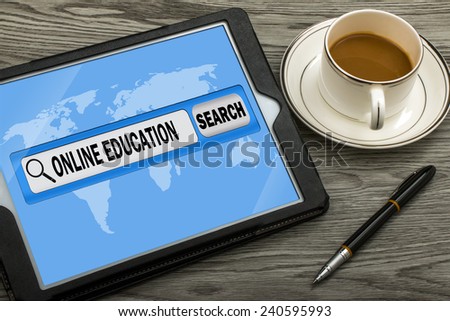 search for on line education on touch screen