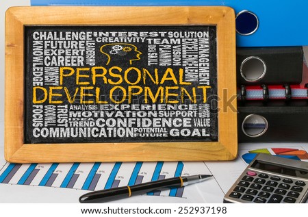 personal development word cloud on blackboard