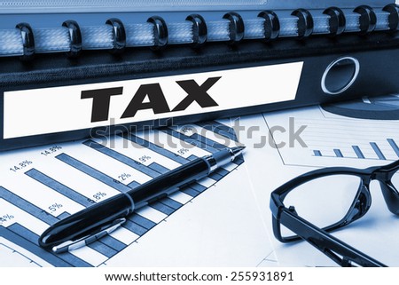 tax label on business document folder