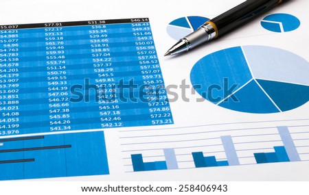 office scene:financial graph and chart