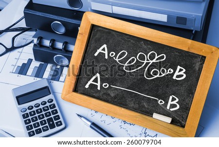point a to point b concept on blackboard