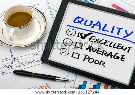 quality evaluation concept on tablet pc