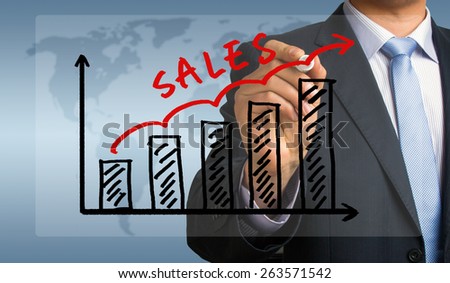sales graph concept hand drawing by businessman