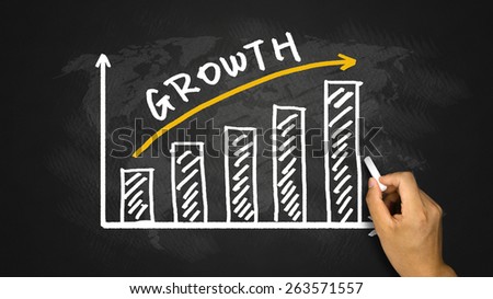growth graph hand drawing on blackboard