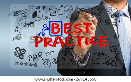best practice concept hand drawing by businessman