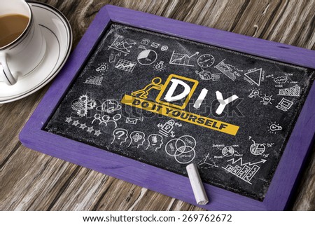 do it yourself diy concept hand drawing on blackboard