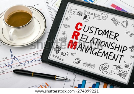 customer relationship management concept handwritten on tablet pc