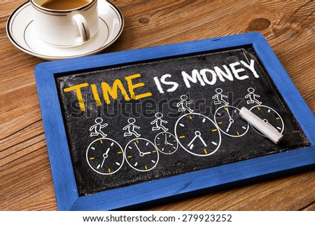 time is money concept hand drawn on blackboard