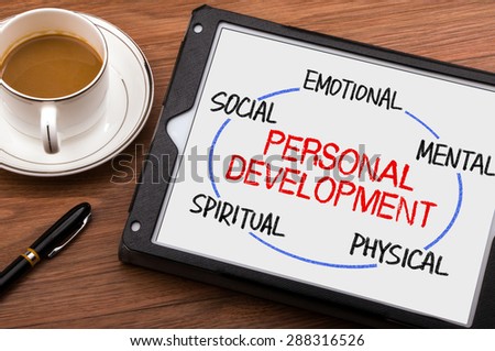 personal development concept hand drawn on tablet pc