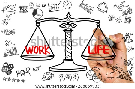 work life concept on balance scale