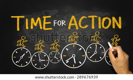 time for action concept on blackboard