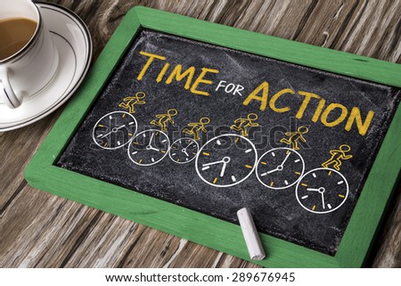 time for action concept on blackboard