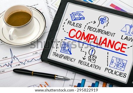 compliance concept with business elements on tablet pc