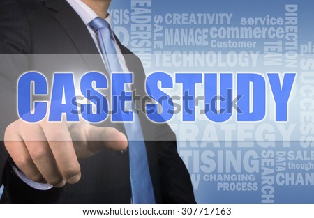 business concept:case study shown on touch screen interface
