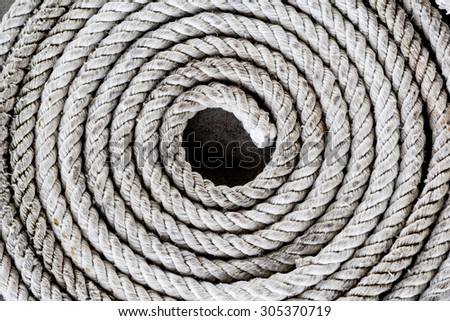 Rope folded helix. Roll of nautical rope