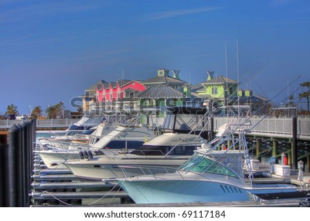 Colorful Luxury Marina on a Sunny Winter Day