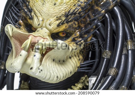 Istanbul, Turkey - August 01, 2014: Isolated studio shot of the Predator character.
