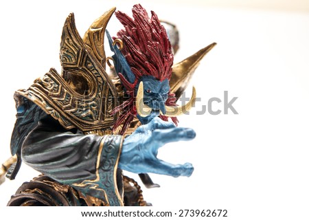 Istanbul, Turkey - April 09, 2015: Troll characters from the world of warcraft game. Action figures. 2007 Dc Unilimited, Dc Comics and Blizzard Entertainment, Inc. All Right Reserved.
