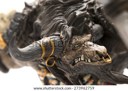 Istanbul, Turkey - April 09, 2015: Tauren characters from the world of warcraft game. Action figures. 2007 Dc Unilimited, Dc Comics and Blizzard Entertainment, Inc. All Right Reserved.