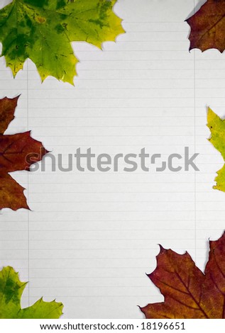 A sheet of paper with some leaves.. an autumn letter