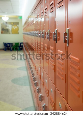Row of Lockers in School Hall