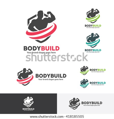 Fitness Logo, Gym Emblem, Body Builder Brand Identity
