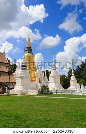 The Golden pagoda beside the tomb of the king and royal family of The Lanna Dynasty, Chiang Mai, Thailand.