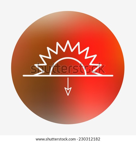 Weather icon on the blurred background. Horizon line, sun, sunset. Vector illustration. Weather forecast  for web application or print.