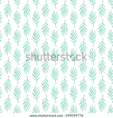 Palm branch. Seamless pattern with leaves. Hand-drawn original background. Real watercolor drawing. Hand-drawn element useful for invitations, scrapbooking,design.