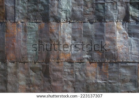 Old Battered Metal Shingles - Horizontal Background Texture