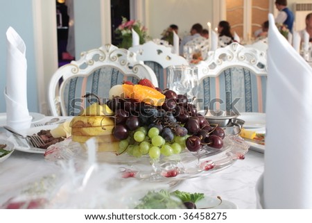 Fruit at restaurant on the served table