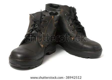 black work boots isolated on white background
