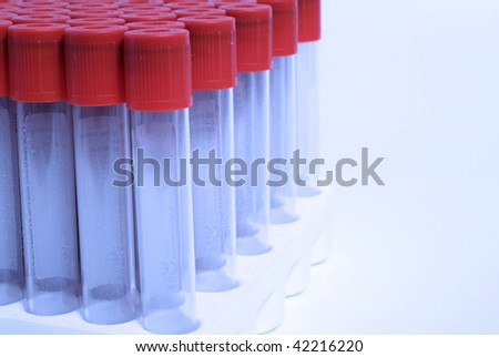 Test tubes  in rack, labware for reception of analyses
