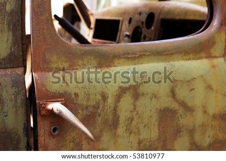 part of the old rusty truck door