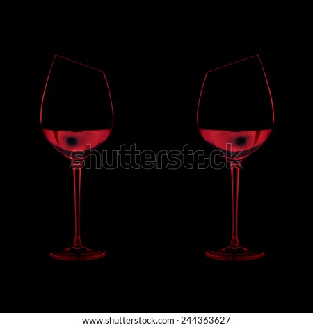wine glasses  against Black Background