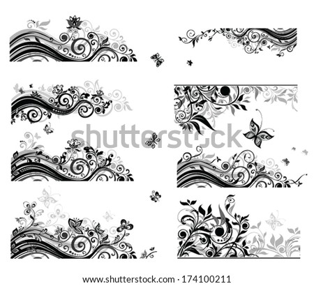 Set Of Vintage Backgrounds (Black And White) Stock Vector Illustration