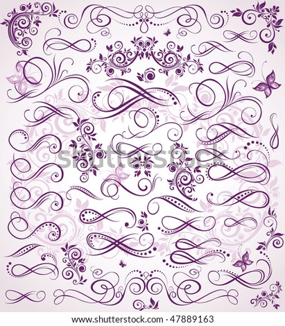 stock vector Violet wedding stencil