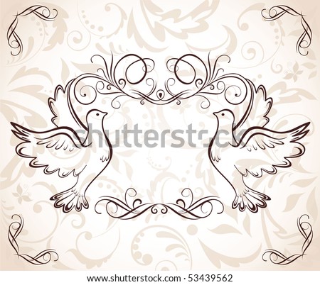 stock vector Wedding frame with doves