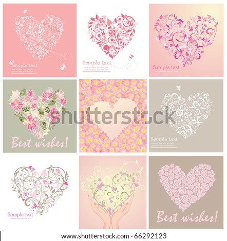 Greeting cards with heart shape Greeting cards with heart shape