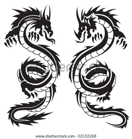  Dragons Silhouette - Tattoo