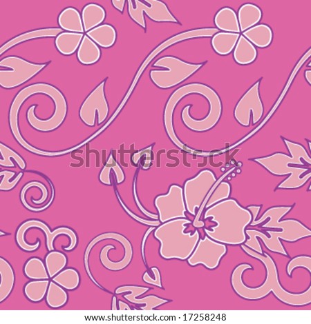 stock vector Seamless Hawaiian Flower Pattern Pink version