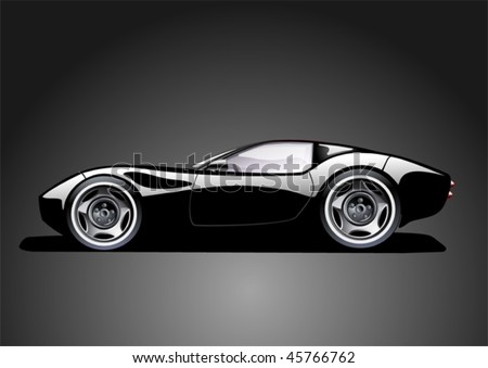 Sport Cars on Black Sports Car On Dark Background  Vector Illustration  Original