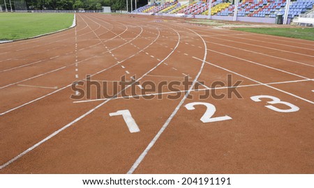 Numbers on running track Start point of race track