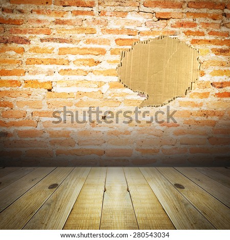 Old empty room with concrete wall background with speech bubble