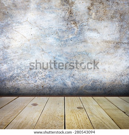 Old empty room with concrete wall background